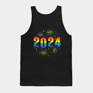 Happy New Year 2024 LGBTQ rainbow design Tank Top
